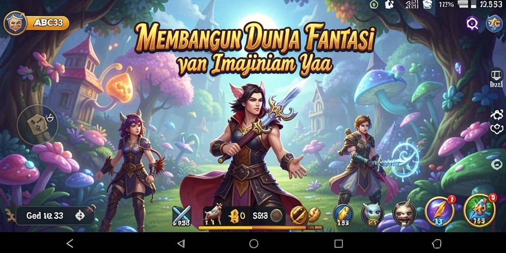 Screenshot utama <strong>ABC33</strong> menunjukkan keseruan membangun dunia fantasi.