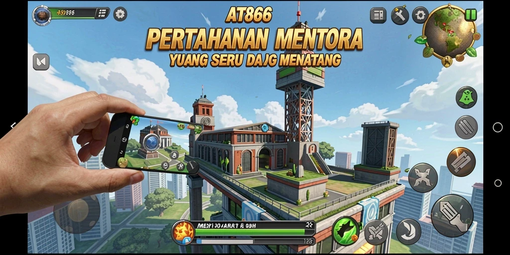 Tampilan gameplay menara pertahanan yang seru dan dinamis.