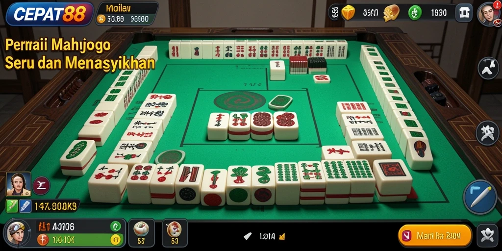Screenshot gameplay CEPAT88 yang menampilkan aksi Mahjong yang seru.