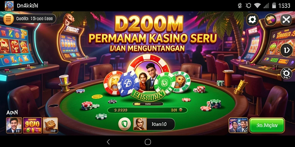 Tampilan utama D200M dengan gameplay Kasino yang menarik dan interaktif.