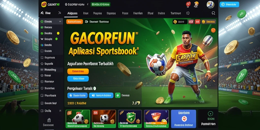 Tampilan utama GACORFUN dengan berbagai opsi taruhan olahraga.