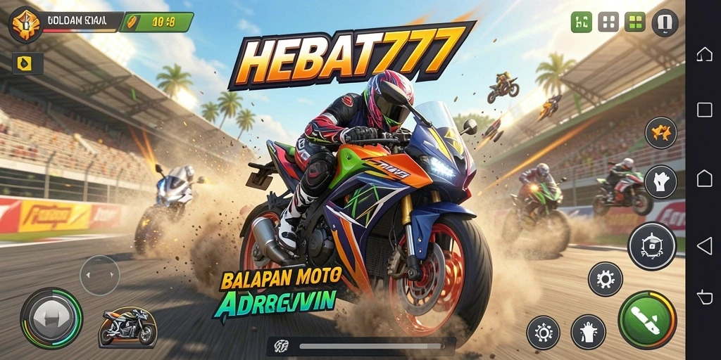 Tampilan menarik dari gameplay balapan motor HEBAT777.