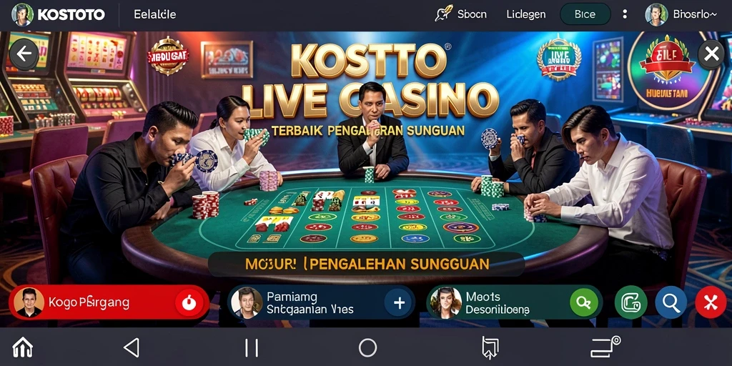 Screenshot KOSTOTO menampilkan dealer profesional dan suasana Live Casino yang otentik.