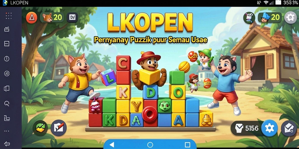 Tangkapan layar utama LKOPEN menampilkan gameplay puzzle yang mengasyikkan.