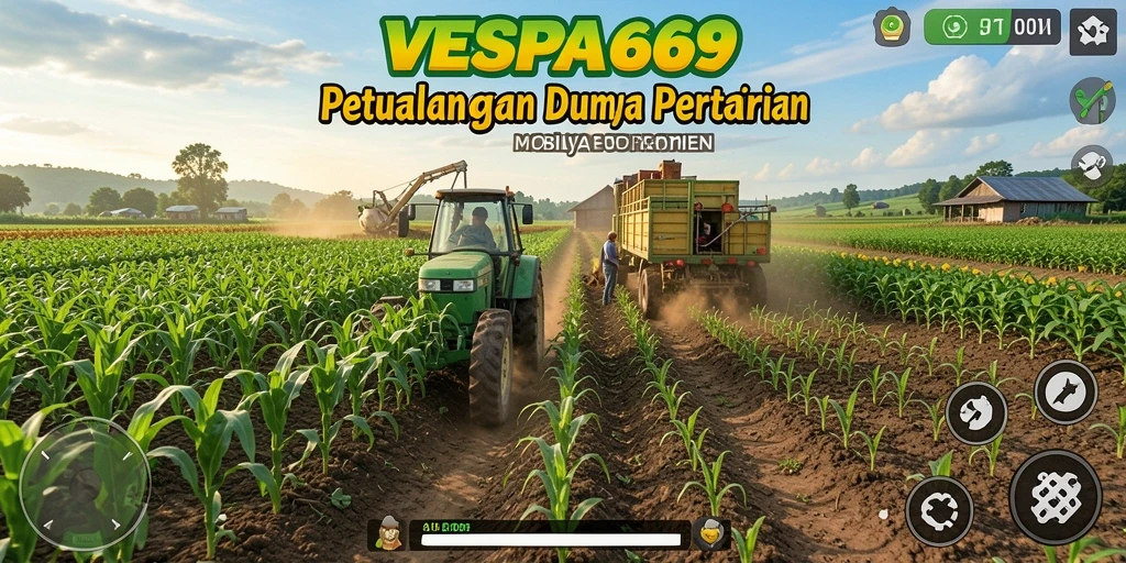 Tangkapan layar gameplay VESPA69 menampilkan aktivitas bertani yang seru.