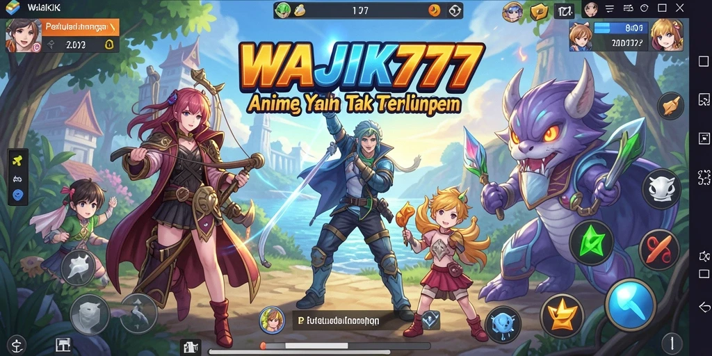 Screenshot utama WAJIK777 menampilkan karakter anime dalam aksi seru.