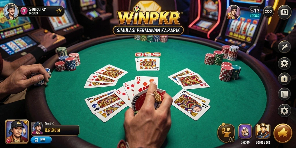 Tangkapan layar gameplay WINPKR yang menunjukkan suasana permainan kartu yang seru.